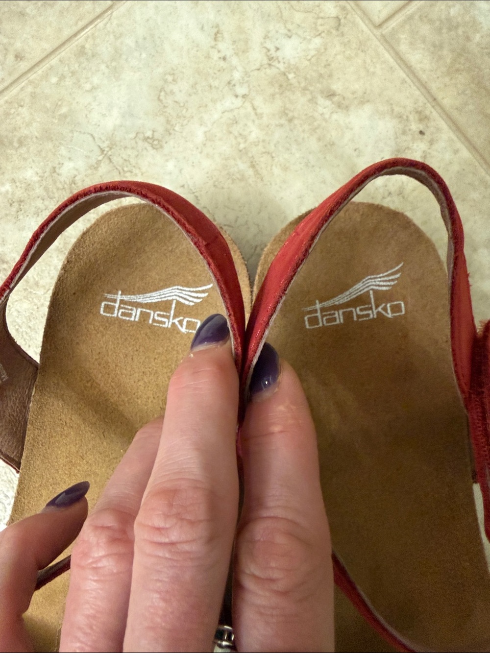 Dansko Red Suede Women's Slingback Mules - Picture 2 of 9